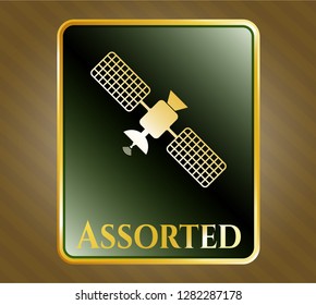  Shiny emblem with satelite icon and Assorted text inside