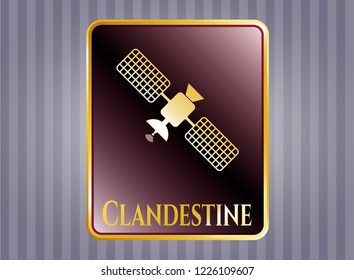 Shiny emblem with satelite icon and Clandestine text inside