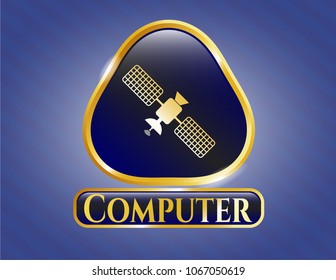  Shiny emblem with satelite icon and Computer text inside