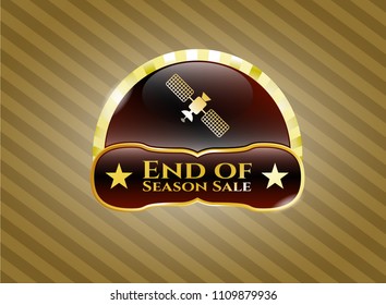   Shiny emblem with satelite icon and End of Season Sale text inside