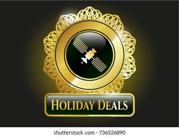  Shiny emblem with satelite icon and Holiday Deals text inside