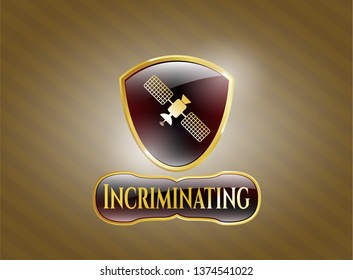  Shiny emblem with satelite icon and Incriminating text inside