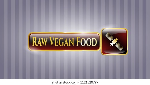 Shiny emblem with satelite icon and Raw Vegan Food text inside