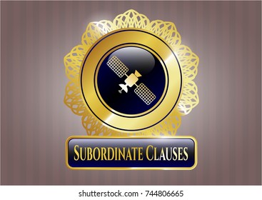  Shiny emblem with satelite icon and Subordinate Clauses text inside