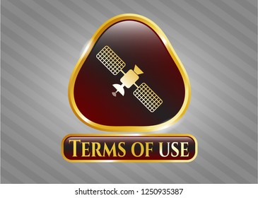  Shiny emblem with satelite icon and Terms of use text inside
