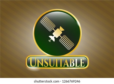  Shiny emblem with satelite icon and Unsuitable text inside