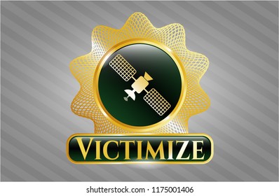  Shiny emblem with satelite icon and Victimize text inside