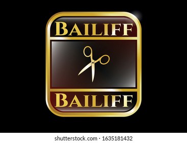  Shiny emblem with scissors icon and Bailiff text inside