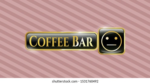  Shiny emblem with serious face icon and Coffee Bar text inside