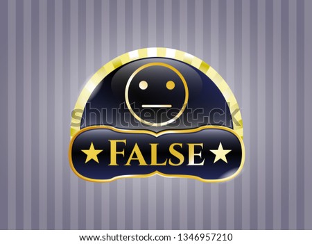  Shiny emblem with serious face icon and False text inside