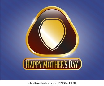  Shiny emblem with shield icon and Happy Mother's Day text inside