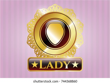  Shiny emblem with shield icon and Lady text inside