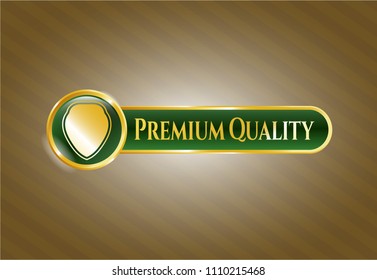  Shiny emblem with shield icon and Premium Quality text inside