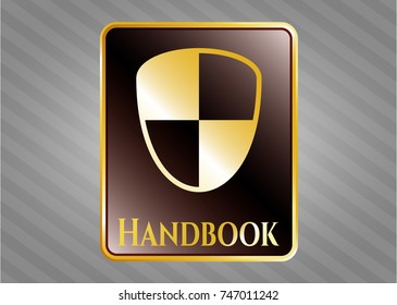  Shiny emblem with shield, safety icon and Handbook text inside