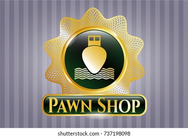  Shiny emblem with ship icon and Pawn Shop text inside