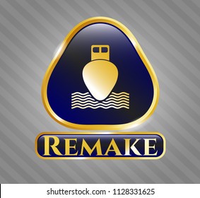  Shiny emblem with ship icon and Remake text inside