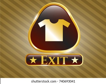  Shiny emblem with shirt icon and Exit text inside