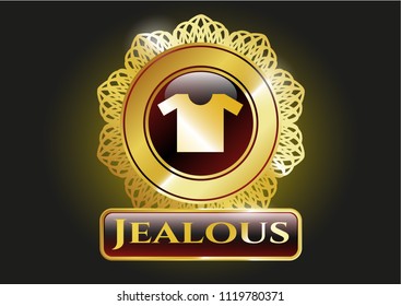  Shiny emblem with shirt icon and Jealous text inside