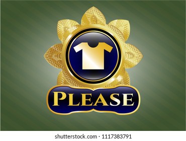  Shiny emblem with shirt icon and Please text inside