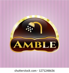  Shiny emblem with shower icon and Amble text inside