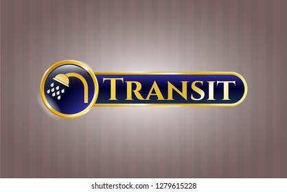  Shiny emblem with shower icon and Transit  text inside