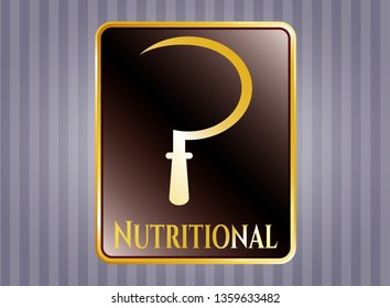  Shiny emblem with sickle icon and Nutritional text inside