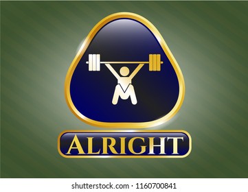  Shiny emblem with snatch, weightlifting icon and Alright text inside