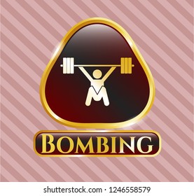  Shiny emblem with snatch, weightlifting icon and Bombing text inside
