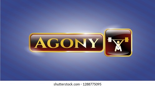  Shiny emblem with snatch, weightlifting icon and Agony text inside