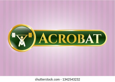  Shiny emblem with snatch, weightlifting icon and Acrobat text inside