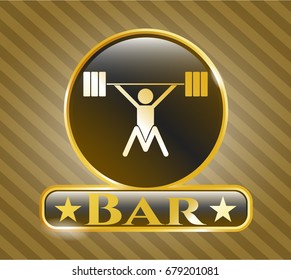  Shiny emblem with Snatch Weightlifting icon and Bar text inside