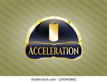  Shiny emblem with soda can icon and Acceleration text inside