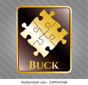   Shiny emblem with solution icon and Buck text inside