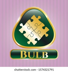  Shiny emblem with solution icon and Bulb text inside