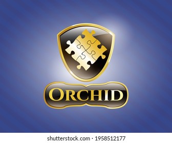 Shiny emblem with solution icon and Orchid text inside