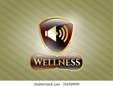  Shiny emblem with sound icon and Wellness text inside