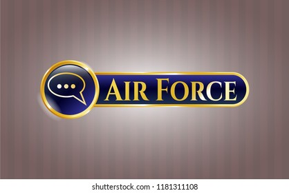  Shiny emblem with speech bubble icon and Air Force text inside