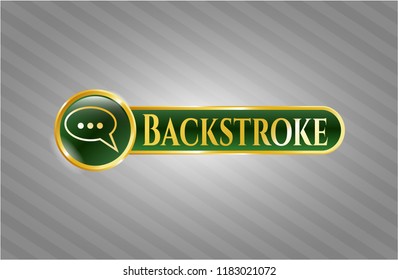  Shiny emblem with speech bubble icon and Backstroke text inside