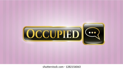  Shiny emblem with speech bubble icon and Occupied text inside
