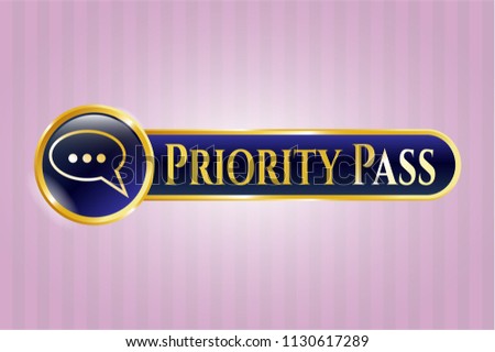  Shiny emblem with speech bubble icon and Priority Pass text inside
