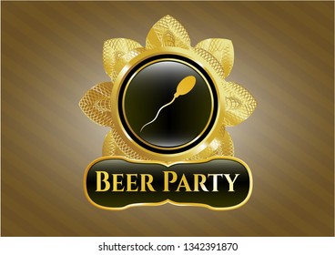  Shiny emblem with sperm icon and Beer Party text inside