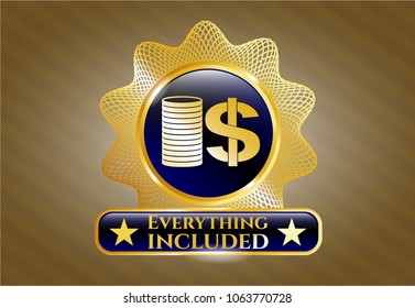  Shiny emblem with stack of coins icon and Everything included text inside