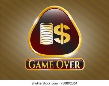  Shiny emblem with stack of coins icon and Game Over text inside