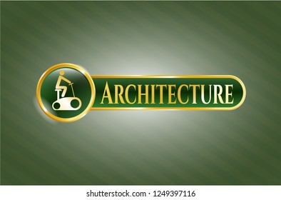  Shiny emblem with stationary bike icon and Architecture text inside