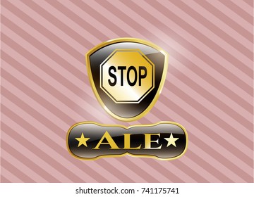  Shiny emblem with stop icon and Ale text inside