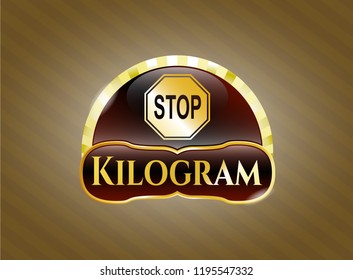  Shiny emblem with stop icon and Kilogram text inside