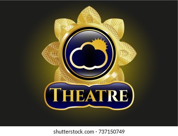  Shiny emblem with sun behind cloud icon and Theatre text inside