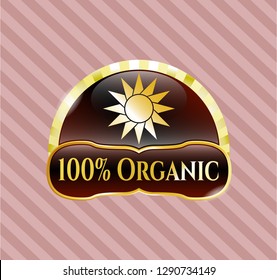  Shiny emblem with sun icon and 100% Organic text inside