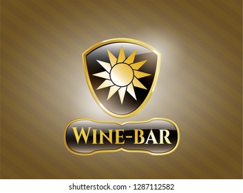  Shiny emblem with sun icon and Wine-bar text inside