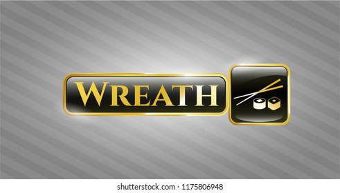  Shiny emblem with sushi icon and Wreath text inside
